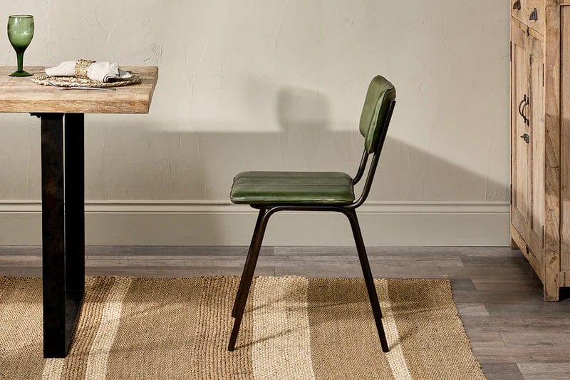 Nkuku Ukari Leather Dining Chair - Rich Green