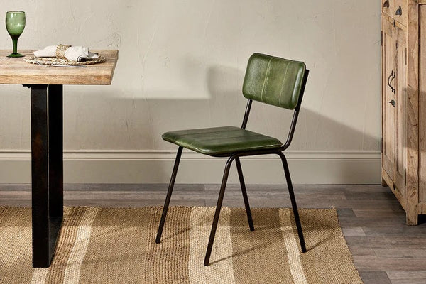 Nkuku Ukari Leather Dining Chair - Rich Green