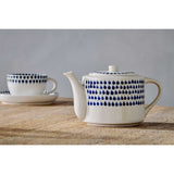 nkuku Indigo Drop Teapot in Cream & Indigo