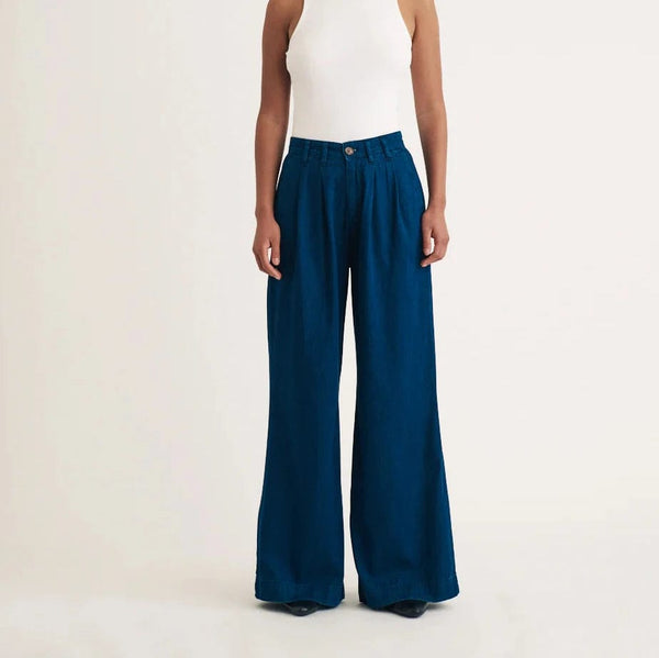 Nobody's Child Ava Organic Cotton Denim Trousers In Blue