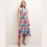 Nobody's Child Big Floral V-Neck Sleeveless Smock Amy Midi Dress