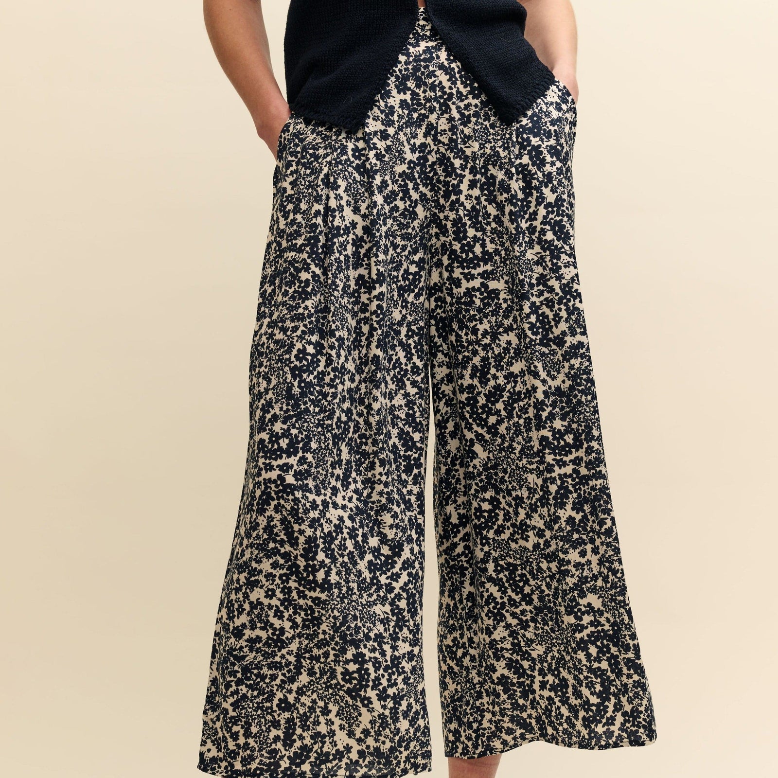 Nobody's Child Black and White Floral Cropped Zeena Trousers