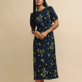 Nobody's Child Black Floral Clover Midi Dress