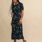 Nobody's Child Black Floral Clover Midi Dress