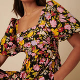 nobody's Child Black Floral Nova Midi Dress