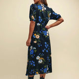 Nobody's Child Black Floral Puff Sleeve Bonnie Midi Dress
