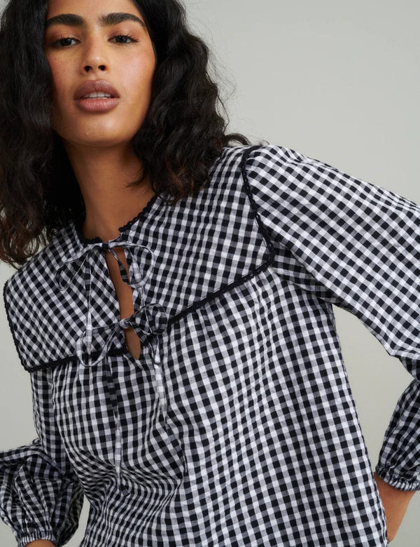 Nobody's Child Black Gingham Collar Detail Bridy Blouse