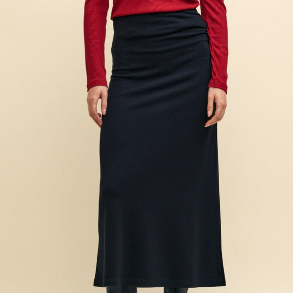 Nobody's Child Black Jersey Ruched Midi Skirt