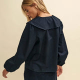 Nobody's Child Black Peter Pan Collar Long Sleeve Blouse