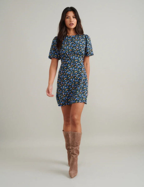 Nobody's Child Blue and Yellow Ditsy Floral Benita Mini Dress