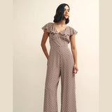 Nobody's Child Brown Geo Print Flutter Sleeve Suki Jumpsuit