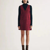 Nobody's Child Cord Piper Mini Pinafore Dress In Burgundy