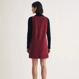 Nobody's Child Cord Piper Mini Pinafore Dress In Burgundy