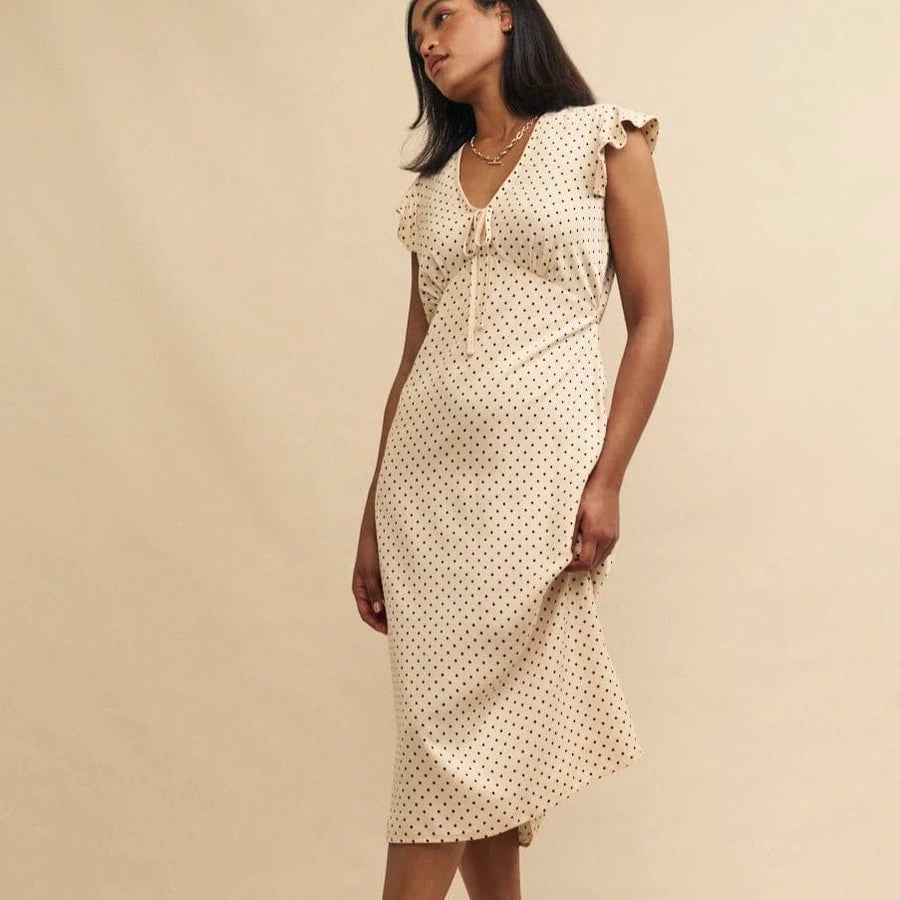 Nobody's Child Cream Polkadot Lily Midi Dress