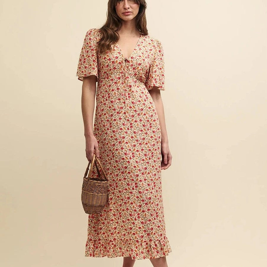 Nobody's Child Cream Wildflower Printed Dalia Midi Dress