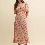 Nobody's Child Cream Wildflower Printed Dalia Midi Dress