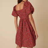 nobody's Child Ditsy Floral Puff Sleeve Joanna Mini Dress In Red