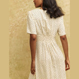 Nobody's Child Fearne Cotton Cream Spot Print Alexa Midi Dress with Shirring