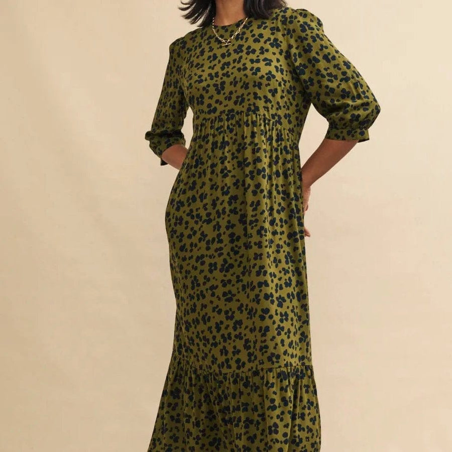 Nobody's Child Green Animal Print Rachel Midi Dress