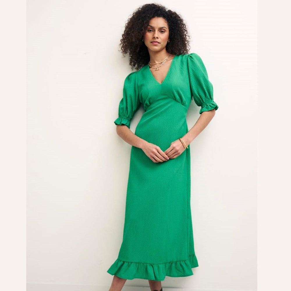 green tea dress uk Gabriella Silk Tea Dress Oriental Floral Green | Luxury Midi Dresses