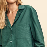Nobody's Child Green Revere Collar Long Sleeve Shirt