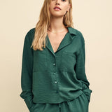 Nobody's Child Green Revere Collar Long Sleeve Shirt