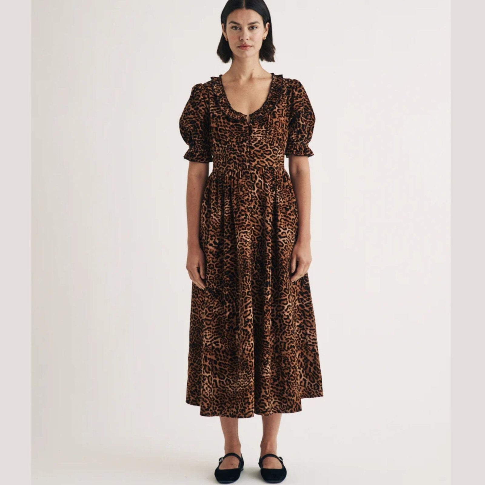 flossie midi dress Nobody's Child Leopard Print Cord Flossie Midi Dress