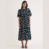 Nobody's Child Thora Spot Midi Dress In Black/Multi
