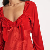 Nobody's Child Velvet Vicky Midi Dress In Red