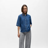 OBJECT Denim Shirt in Medium Blue Denim