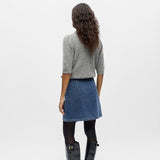OBJECT Denim Short Wrap Skirt In Medium Blue Denim