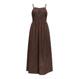 OBJECT OBJDIDDE Embroidered Maxi dress In Seal Brown