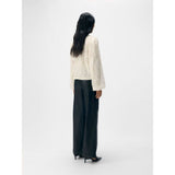 OBJECT OBJMELBA Coated Wide-leg Trousers In Black
