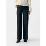 OBJECT OBJMELBA Coated Wide-leg Trousers In Black
