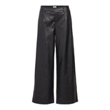 OBJECT OBJMELBA Coated Wide-leg Trousers In Black