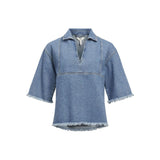 OBJECT OBJMELIA Denim Top In Light Blue Denim