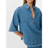 OBJECT OBJMELIA Denim Top In Light Blue Denim