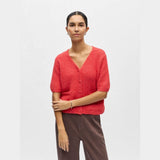 OBJECT OBJSAGGIA Cropped Knitted Cardigan In Poinsettia