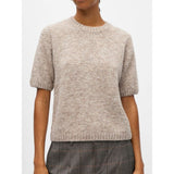 OBJECT OBJSAGGIA Short Sleeved Knitted Top In Humus