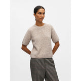 OBJECT OBJSAGGIA Short Sleeved Knitted Top In Humus
