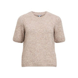 OBJECT OBJSAGGIA Short Sleeved Knitted Top In Humus