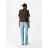 OBJECT OBJSAGGIA Short Sleeved Knitted Top In Seal Brown