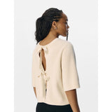 OBJECT OBJULLA Short-sleeved Knitted Cardigan In Sandshell