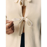 OBJECT OBJULLA Short-sleeved Knitted Cardigan In Sandshell