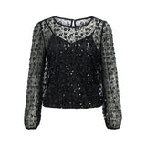 OBJECT Sequin Blouse In Black