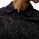 OBJECT Short-sleeve Polo-Shirt In Black Lace