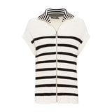 Olsen Chloe Fit Striped Pullover with Collar