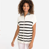 Olsen Chloe Fit Striped Pullover with Collar