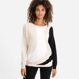 Olsen Cora Fit Round Neck Top With Mixed Tones