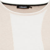 Olsen Cora Fit Round Neck Top With Mixed Tones